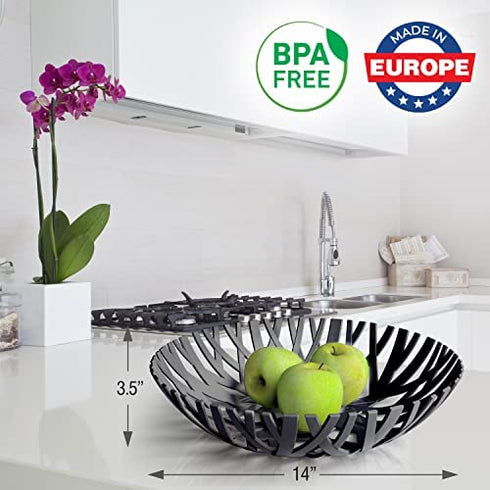 Mueller Fruit Basket, European Fruit Bowl, Fruit and Vegetables Holder for Counters, Kitchen, Countertop, Home Decor, High-end Look, Gray