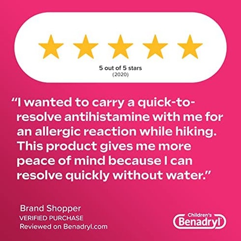 Benadryl Children's Allergy Chewables with Diphenhydramine HCl, Antihistamine Chewable Tablets in Grape Flavor, Three Pack, 3 x 20 ct Each, 60 ct