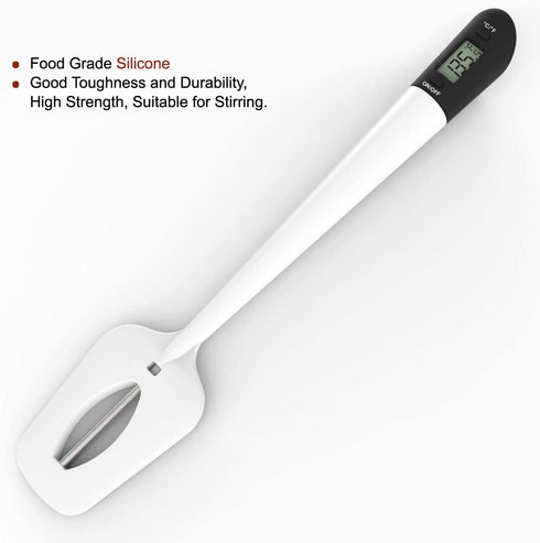 Efeng Digital Meat Thermometer Candy Thermometer Spatula with Pot Clip & 9" Probe Fast Instant Read Digital Candy Thermometer Spatula for Chocolate Jam Meat, BPA Free Silicon Frying Kitchen aid