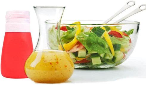 HongMall Squeeze Bottle Salad Dressing Container, Dressing to Go for Lunch and Travel, Portable Sauce Leakproof Mini Storage Bottles (Food-Grade Silicone, BPA Free), 1.3 oz (Set of 4)