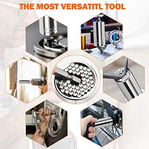Universal Socket Tools - 7-19mm Multi Function Universal Hand Tools Socket Wrench,Power Drill Adapter Socket DIY Tool,Best Gifts Tools for Men Women, Father's Day Gift Birthday Gift