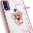 B-wishy for Motorola Moto G Pure Case.Moto G Power Case 2022 for Women, Glitter Crystal Butterfly Heart Floral Slim TPU Luxury Bling Cute Cover with Kickstand+Strap for Motorola Moto G Pure(Rose Gold)