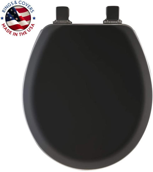 MAYFAIR 841EC 047 Cameron Toilet Seat will Never Loosen and Easily Remove, ROUND, Durable Enameled Wood, Black