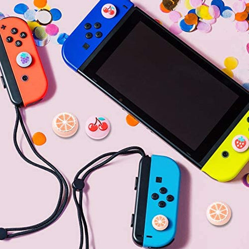 Skylety 26 Pieces Replacement Silicone Lemon Fruit Design Thumb Grip Caps Analog Stick Cover Joystick Cap Luminous Cover Compatible with Nintendo Switch, Switch Lite Joy-Con Controller