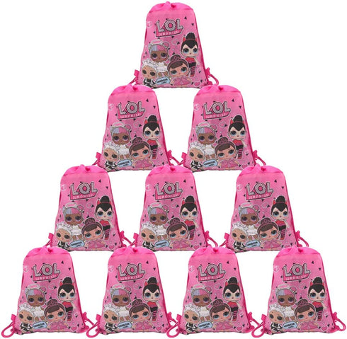 12 Packs LOL Drawstring Party Bag, Party Favors Bags Drawstring Backpacks Gifts Bags Birthday Party Supplies Favor Bag for kids Children Girls Baby Shower