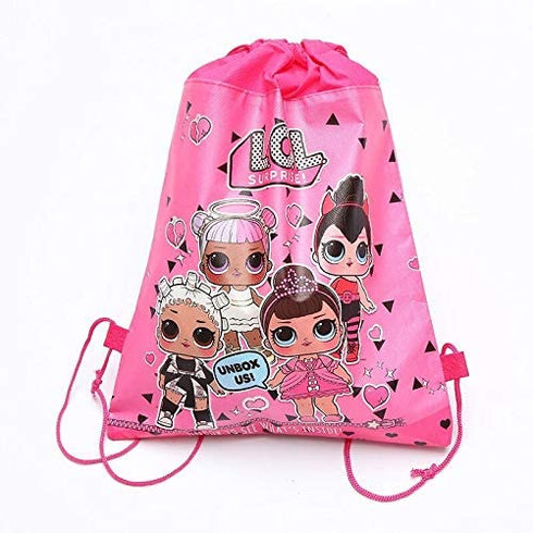 12 Packs LOL Drawstring Party Bag, Party Favors Bags Drawstring Backpacks Gifts Bags Birthday Party Supplies Favor Bag for kids Children Girls Baby Shower