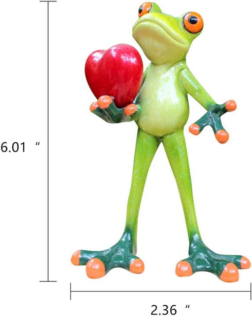 Dorlotou Frog Figurines Statue Cute Funny Frog Sculpture Love Gifts for Home Desk Decoration 6061