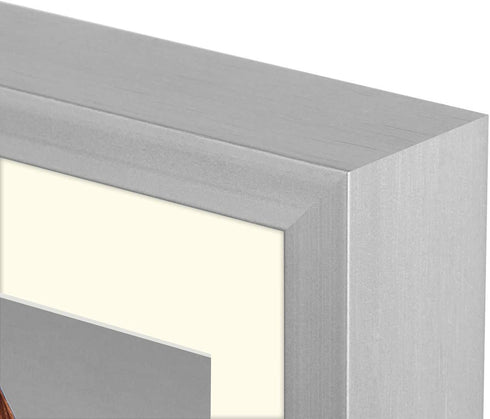 Frametory, 7x14 Metal Picture Frame - for 3-4x6 Photos, Silver Aluminum Molding - Three Opening Ivory Mat - Wall Display - Great for Wedding, Graduation, Engagement Photographs (Silver)