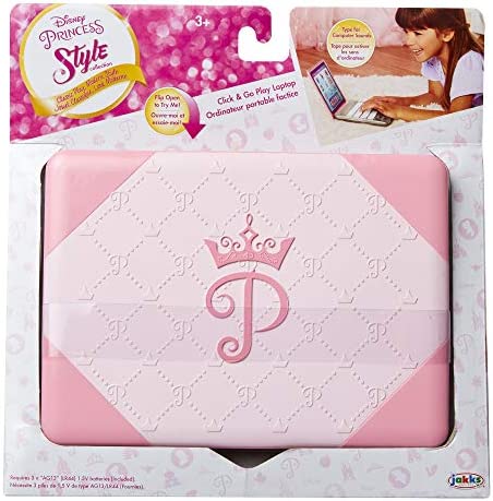 Disney Princess Girls Play Laptop Computer Style Collection Click & Go Play Laptop for Girls with Sounds & Light Up On Button Features Removable Double-Sided Play Background, For Ages 3+