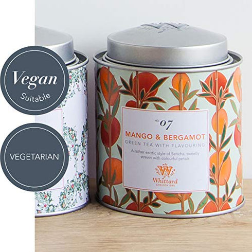 Whittard of Chelsea - Tea Discoveries Mango & Bergamot Caddy - Black Loose Leaf Tea, Vegetarian, Vegan Friendly, Resealable Tea Tin (100g, 1ct)