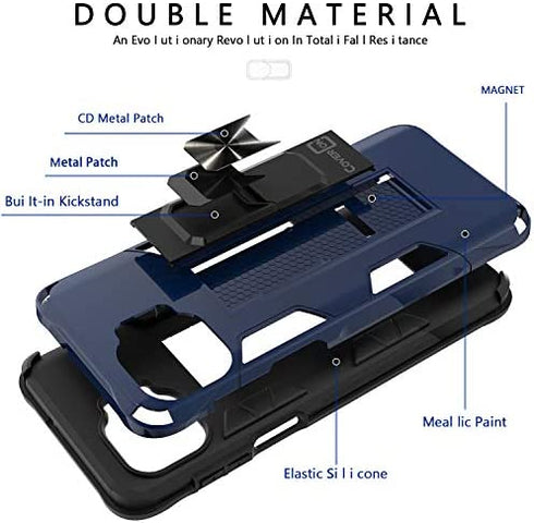 CoverON for Motorola Moto One 5G Phone Case/Moto G 5G+ Plus Case, Magnetic Slide Kickstand Ring Rugged Cover- Navy Blue