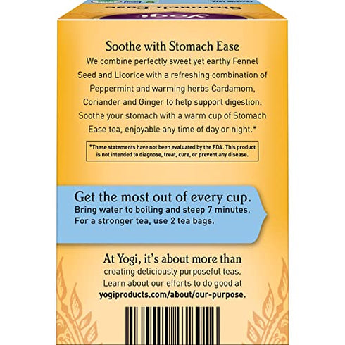 Yogi Tea - Stomach Ease (6 Pack) - Supports Healthy Digestion with Peppermint, Licorice Root, and Ayurvedic Herbs - Caffeine Free - 96 Organic Herbal Tea Bags