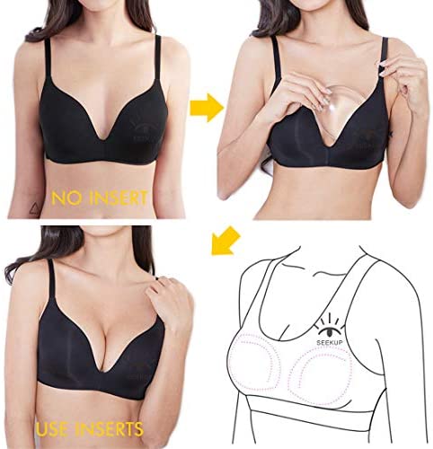 SEEKUP Women Silicone Bra Pads Inserts Breast Enhancer Bust Push up Pads Cleavage-Enhancing Swimsuit Enhancement M, L, XL
