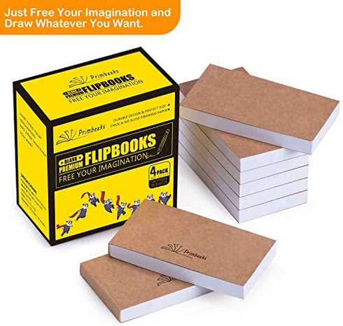 PRIMBEEKS Premium Blank Flip Book Paper, 4 pack(90 sheets, 180 pages per pack) No Bleed Flip Books Kit, 4.5" x 2.5" Animation Paper for Animation, Sketching, Cartoon Creation
