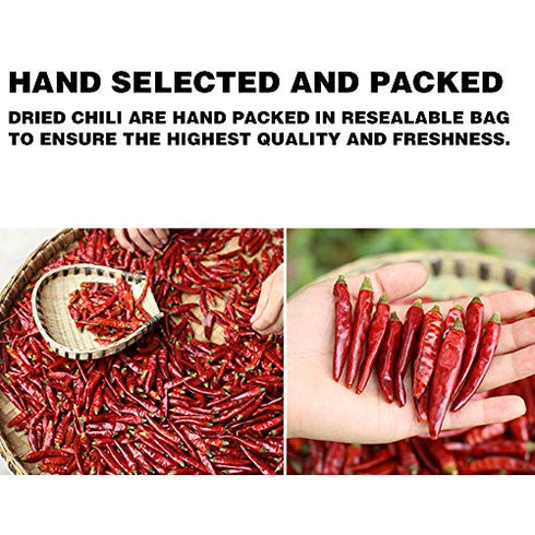 Dried Sichuan Chili Peppers Whole 4 Ounces, Mild, Used in Mexican, Chinese, Thai Dishes, Premium Szechuan Dried Red Chilies for Chili Oil, Paste, and Sauce