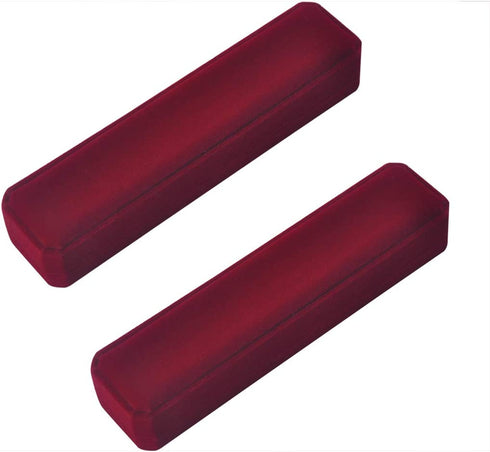 iSuperb Set of 2 Wine Red Velvet Necklace Chain Bracelet Display Case Storage Jewelry Gift Box 8.7x1.6x2inch