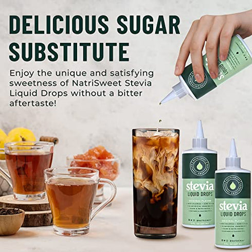 Stevia Liquid Drops, 8 Fl oz, 1823 Servings, Pure Concentrated Liquid Stevia Drops with Zero Calories & Zero Carbs, Delicious Sugar Substitute Great for Keto & Paleo Diets, by Natrisweet