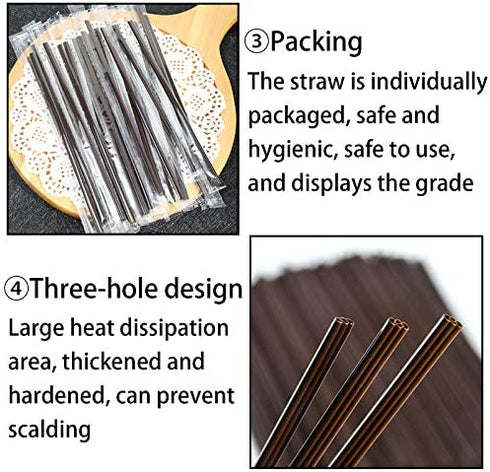 Coffee Stirrers Sticks 400 Individually Wrapped 6.7in?Disposable coffee straw stirring rod?Coffee Straw?Disposable Plastic Drink Stirrer Sticks Health and Safety Three-hole coffee straw