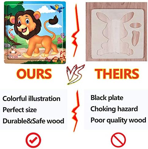 Puzzles for Kids Ages 3-5 Toddler Puzzles Set 20 Piece Wooden Jigsaw Puzzles for Toddler Children Learning Puzzles Set for Boys and Girls (6 Puzzles)
