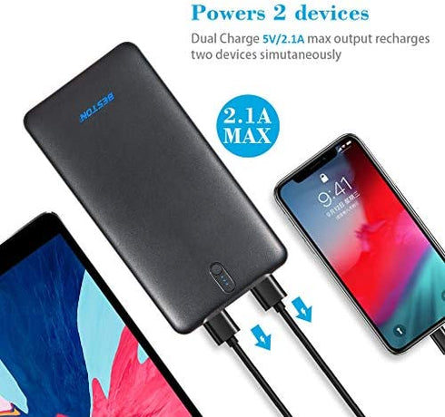 BESTON Portable Charger, Ultra Slim 10000mAh Power Bank, Dual High-Speed Charging Port Battery Pack for iPhone, Android Phones, Tablets