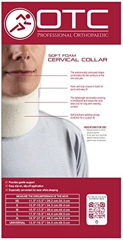 OTC Cervical Collar, Soft Contour Foam, Neck Support Brace, White Narrow 2.5" Depth, Large
