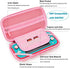 Tscope Cute Carrying Case for Nintendo Switch Lite, Pink Sakura Portable Hard Shell Girls Travel Storage Bag, with Glass Screen Protector & Thumb Grip Caps (Switch Lite Pink)