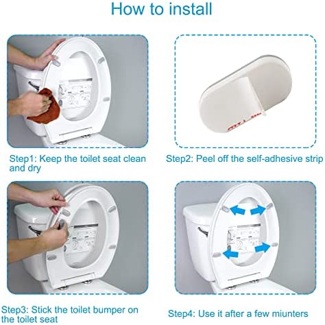 6 Pieces Toilet Seat Bumpers, Universal Toilet Lid Bumper Rubber Bumpers Each One with 2 Thickness TPE Pads(2 Height choose from) Self Adhesive Toilet Bumpers Used for Home, Hotel, Hospital by Hibbent
