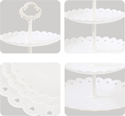 NWK 5 Piece Cake Stand Set with 2xLarge 3-Tier Cupcake Stands + 3X Appetizer Trays Perfect for Wedding Birthday Baby Shower Thanksgiving Christmas New Year Party