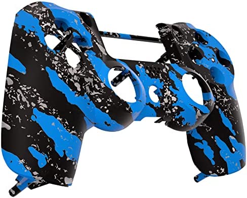 eXtremeRate Blue Coating Splash Patterned Custom Faceplate Cover, Replacement Front Housing Shell Case Compatible with ps4 Slim Pro Controller JDM-040/050/055 - Controller NOT Included