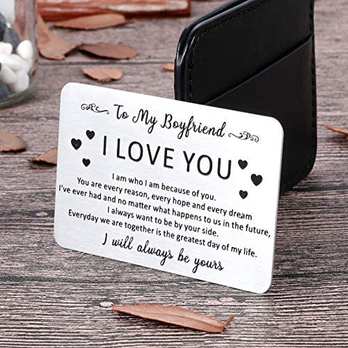 to My Boyfriend Gifts Wallet Card Insert for Him Men from Girlfriend to Boyfriend Husband to Be Christmas Valentine Stocking Suffers Anniversary Birthday Gifts I Love You Note Engagement Gifts Fiance