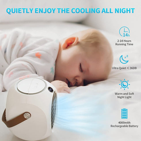 OKF Portable Air Conditioners 4000mAh - 3 in1 Air Conditioner Personal Air Conditioner Arctic Air with Warm Light, LED Display, Cooling Fans, 3 Speeds Air Humidifier, USB Port for Home Office Room