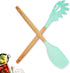 Silicone Spatula Set Pasta Spoon Cooking Utensils Set for Nonstick Cookware Pioneer Natural Wooden Handle Utensils Gift for Woman Mom Family(Mint Green)