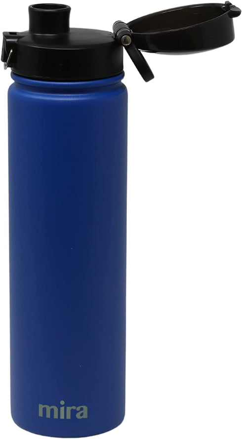 MIRA Stainless Steel Water Bottle - Hydro Vacuum Insulated Metal Thermos Flask Keeps Cold for 24 Hours, Hot for 12 Hours - BPA-Free One Touch Spout Lid Cap - 24 oz (710 ml), Space Blue