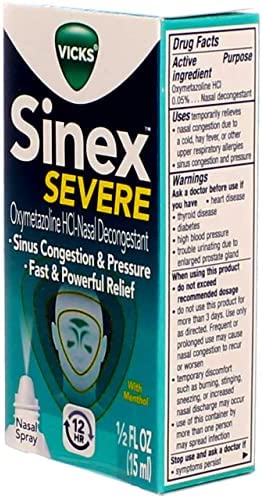 Vicks Sinex Severe Nasal Spray 0.50 oz (Pack of 2)