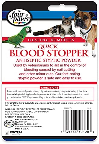Four Paws Quick Blood Stopper Antiseptic Styptic Powder, .5 oz