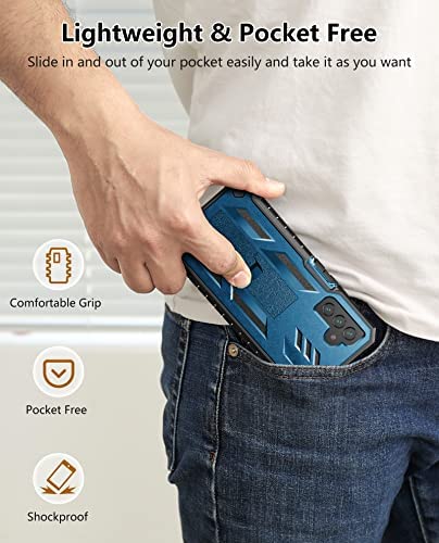 for Samsung Galaxy A13 5G Case: TPU Soft Shock Proof Protection | Matte Textured Design Shell - Heavy Duty Military Grade Rugged Cell Phone Protective Cover with Kickstand for A13 5G (Blue) (NOT 4G)