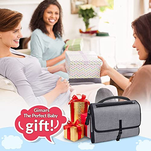 Gimars Large Capacity 6 Pockets Baby Portable Changing Pads, Waterproof & Easily Cleanable Detachable Travel Portable Diaper Changing mat, Baby Shower Gifts, Newborns Essentials