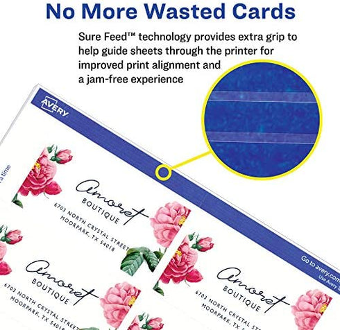 Avery Business Cards for Laser Printers 5376, Ivory, Uncoated, Pack of 250