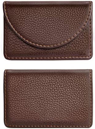Ocadux Leather Business Card Holder Case for Men or Women Pocket Business Card Wallet Name Card Case Holder with Magnetic Shut, Holds 25 Business Cards, Coffee