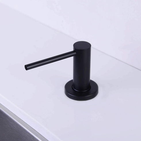 TUTEW Built in Sink Soap Dispenser, Kitchen Sink Soap Dispenser? Lotion Dispenser for Kitchen Sink, Matte Black Stainless Steel Pump Head,Sink Soap Dispenser with 17OZ Bottle