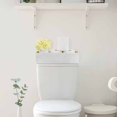 Bathroom Decor Box with Mason Jar and Artificial Flower Toilet Paper Storage Basket Toilet Tank Tray Decorative Box for Bathroom Countertop Kitchen Tabke Livingroom Home Decor