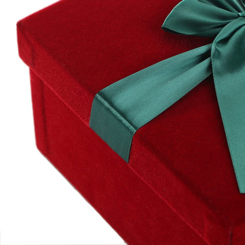 Shindel 8.5 Inch Gift Box with Fill (Solid Red) for Christmas, Square Velvet Gift Box