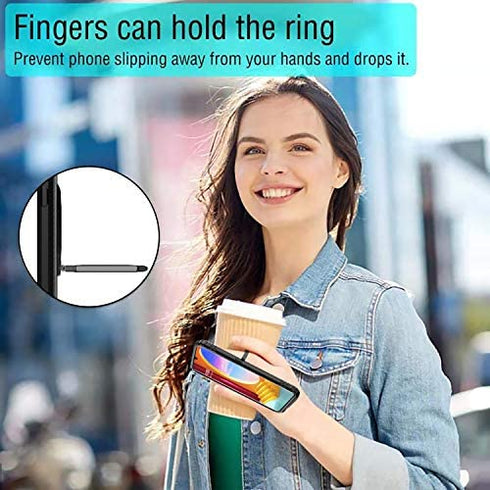Strug for LG Velvet/LG Velvet 5G Case?Soft TPU Armor Heavy Duty Shockproof Protection Built-in 360 Rotatable Ring Magnetic Car Mount Case with Tempered Glass Screen Protector(Red)