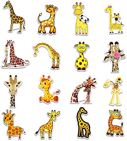 50 Pieces Cartoon Giraffe Stickers Vinyl Giraffe Decals Cute Giraffe Laptop Stickers Waterproof Decorative Stickers for Computer, Luggage, Guitar, Bottle, Refrigerator (Giraffe)