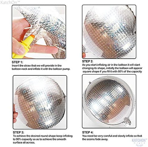Giant, Silver Iridescent Disco Ball Balloons - 22 Inch, Silver Foil Balloon | Metallic Holographic Balloons, Disco Party Decorations | Holographic Party Decorations, Happy New Year Decorations 2023