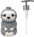 Isaac Jacobs Gray & White Ceramic Sloth, Liquid Soap Pump/Lotion Dispenser with Chrome Metal Pump (Holds Up to 12 Oz.) Great for Bathroom, Kitchen Countertop, Bath Accessory (Sloth)