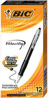 BIC Velocity Retractable Ballpoint Pen, Medium Point (1.0mm), Black, 12-Count