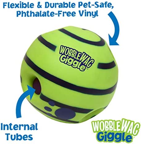Wobble Wag Giggle Ball, Interactive Dog Toy, Fun Giggle Sounds When Rolled or Shaken, Pets Know Best, As Seen On TV