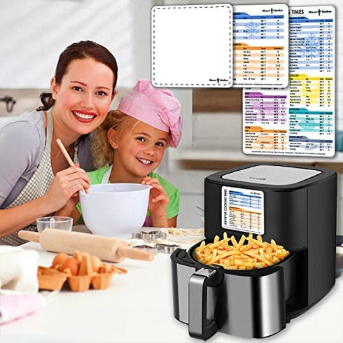 Air Fryer Magnetic Cheat Sheet Set (1 Set of 3 Pcs) - Air Fryer Accessories, Baking Supplies Kitchen Set, Air Fryer Cookbook Recipe Cards with Dry Erase Fridge Whiteboard Magnetic, White