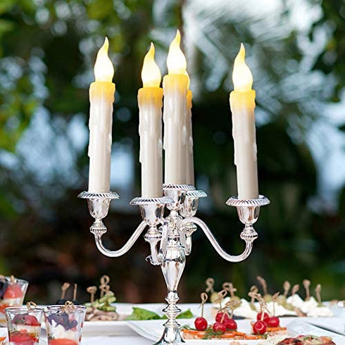 Ymenow LED Taper Candles with 6H Auto Timer, 6pcs Flickering Flameless Electric Candlesticks Battery Operated Candles for Home Room Party Christmas Decorations - Warm Yellow